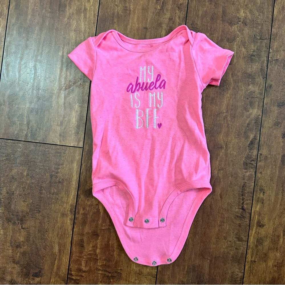 Bright Pink Baby Onesie - 'My Abuela is My BFF'- 24 months